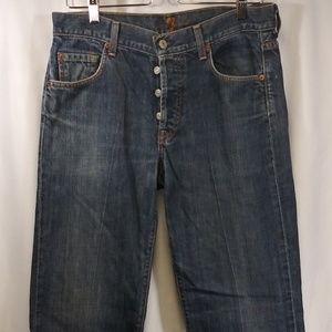 7 For All Mankind Button Fly Relaxed Blue Jeans